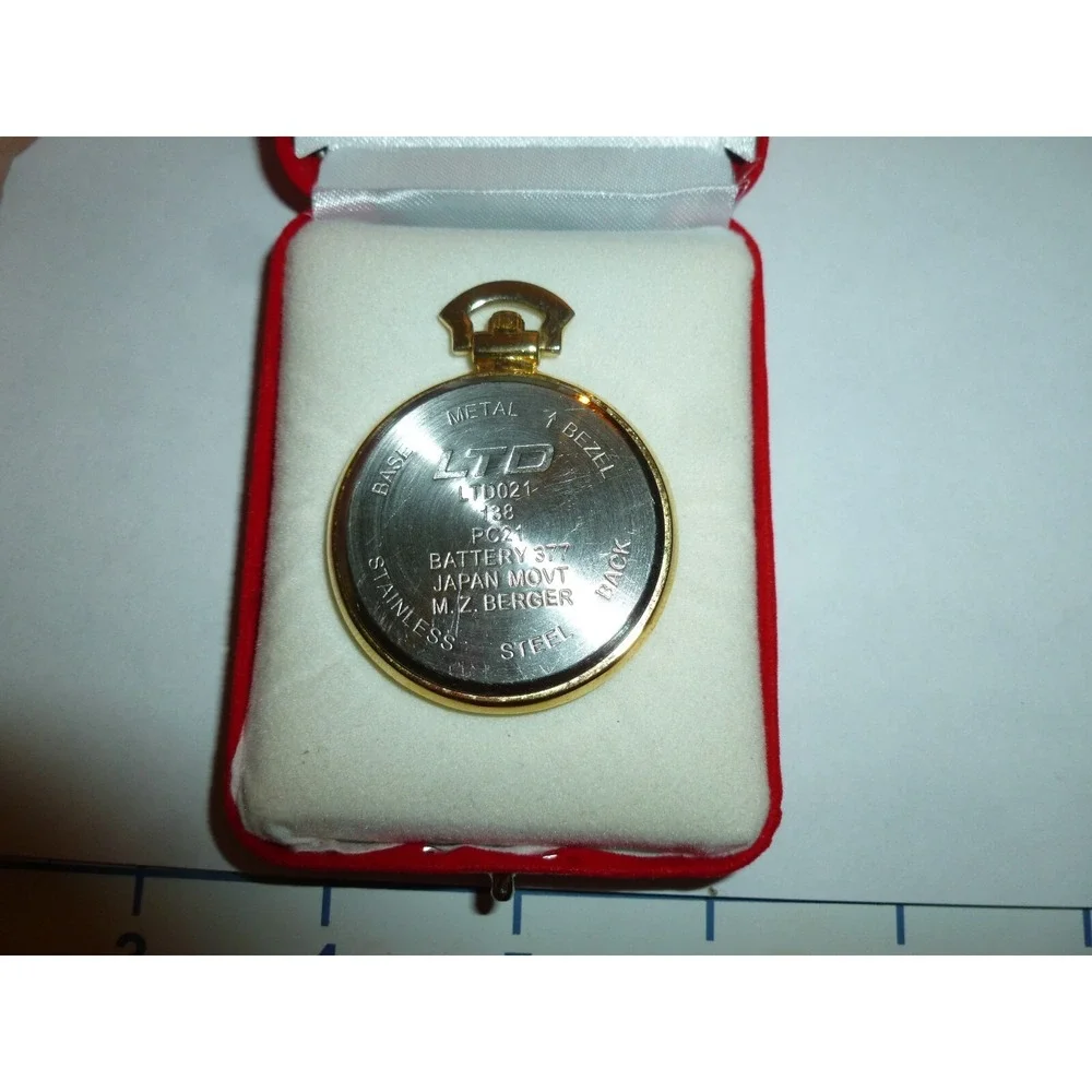 LTD Quartz Pocket Watch Gold Tone LTD021 Japan Movt M.Z. Berger Stainless Steel‎